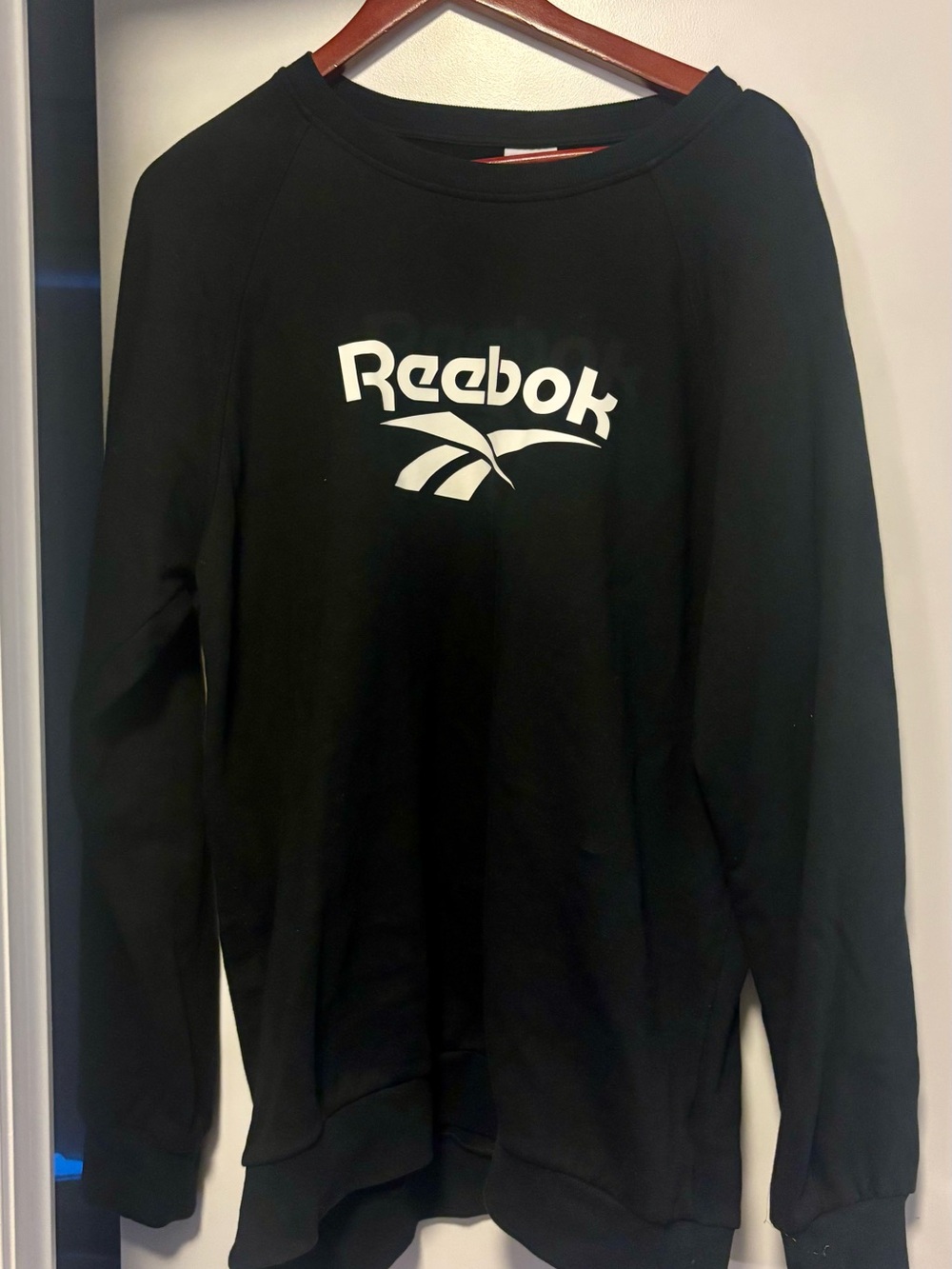 Reebok Black Crewneck Sweatshirt with White Logo large women’s